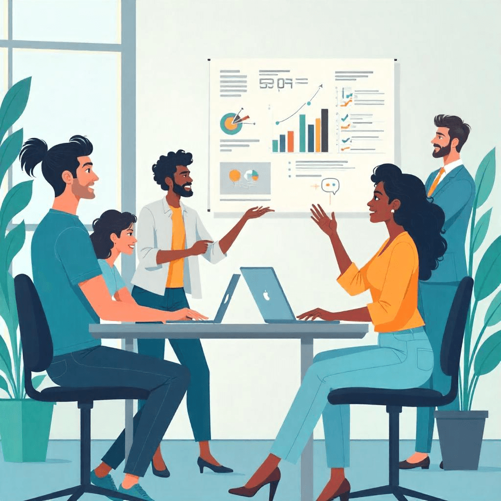 Raketrix team collaboration meeting with data visualization